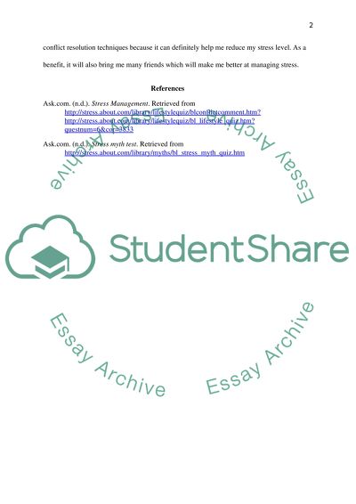 Stress Managment Quiz on Healthy Lifestyle and Stress Myth websites are in Order instructions