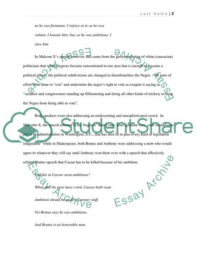 Comparison Papper Malcom x vs William Shakespeare