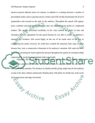 Jeff Hancocks analysis speech