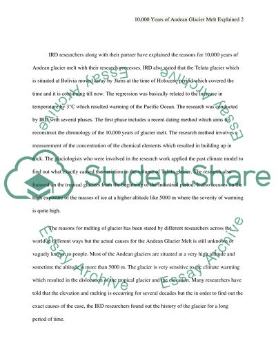 10,000 Years of Andean Glacier Melt Explained