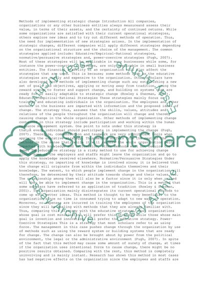 Methods of Implementing Strategic Change