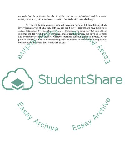 Brian Fawcetts Politics and the English Language