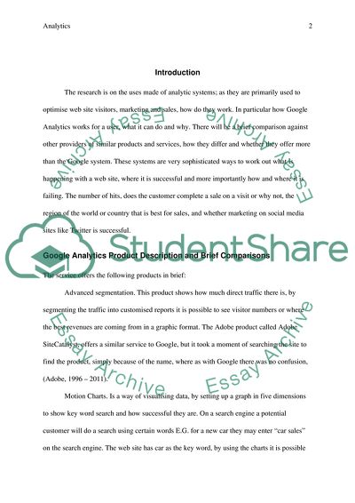 Assignment #8: Web Analytics writing assignment