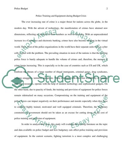 Police Training and Equipment during Budget Crisis