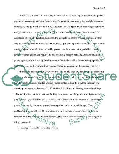 The Overproduction of Electricity Power in Spain