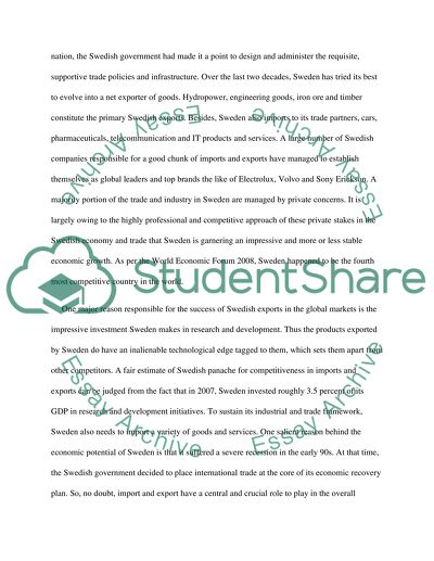 Impact of import and export on the economic growth of Sweden