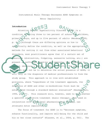 Music Therapy Decreases ADHD Symptoms on Motor Impulsivity