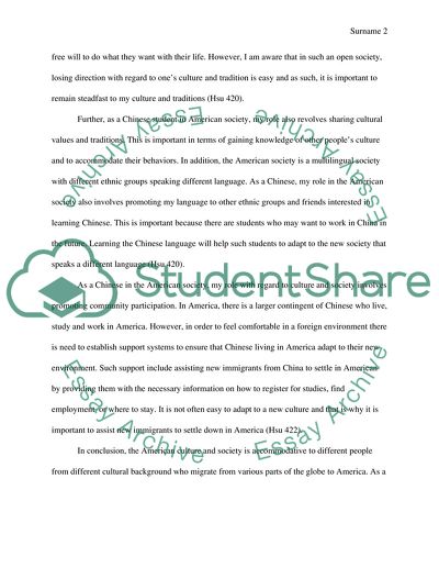 Your role in the American culture and society