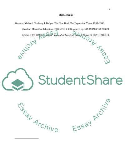 Anthony J. Badger, The new Deal: The Depression Years 1933- 1940