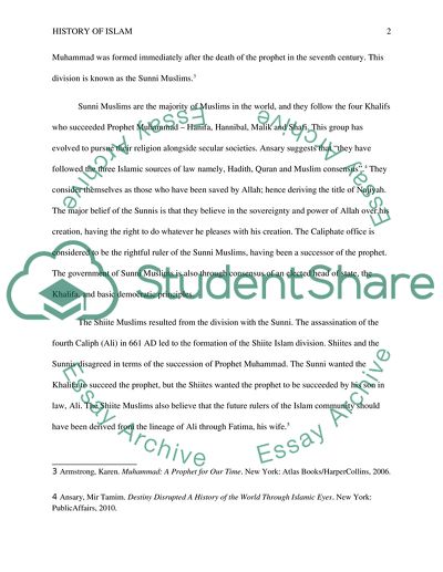 Major Theological Divisions in the Islamic World