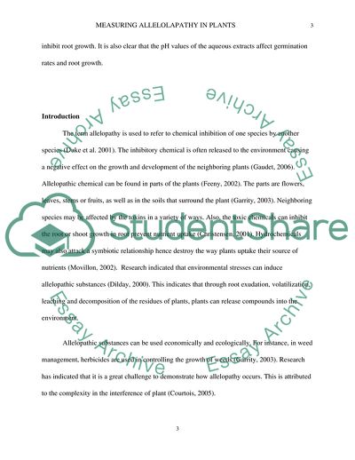 Measuring Allelolapathy in Plants