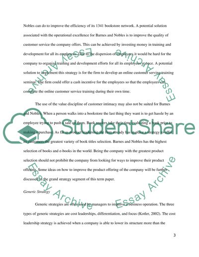 Strategic Choice and Evaluation Paper: Barnes and Nobles