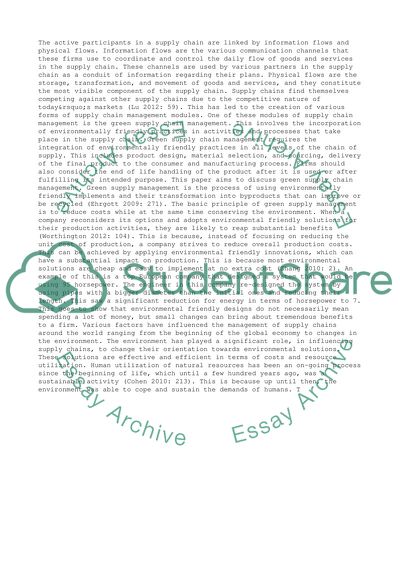 Green Supply Chain Management