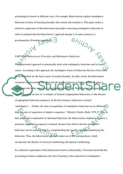 Behaviourist Principles and Maladaptive Behaviour