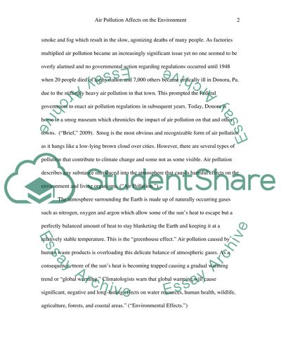 Air Pollution Affects on the Environment