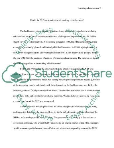 Should the NHS treat patients with smoking related cancers