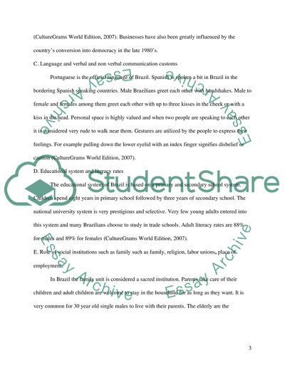 Cultural and Ethical Factors for International Business in Brazil