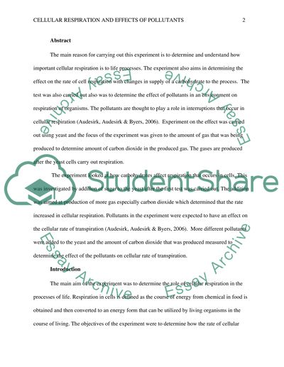 Cellular Respiration and Effects of Pollutants