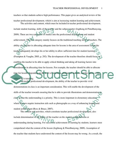 Teacher Professional Development and Student Achievement Gains