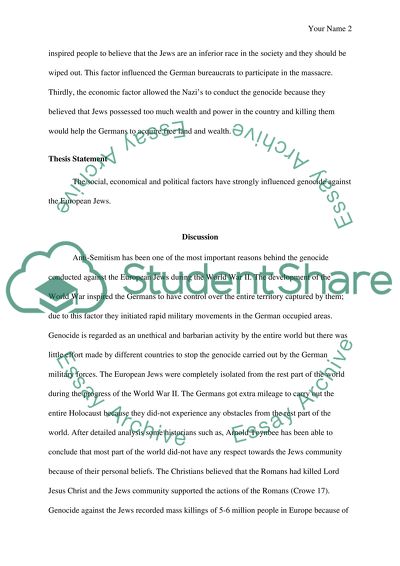 War and Genocide against the Jews in Europe