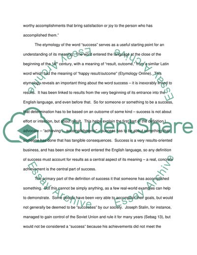 what does success mean essay