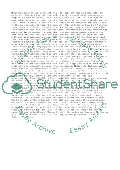 Employee Motivation and Engagement within an Organization