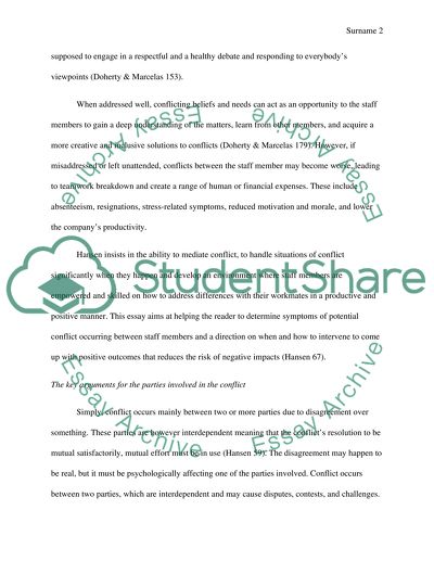 Conflict management in a workplace