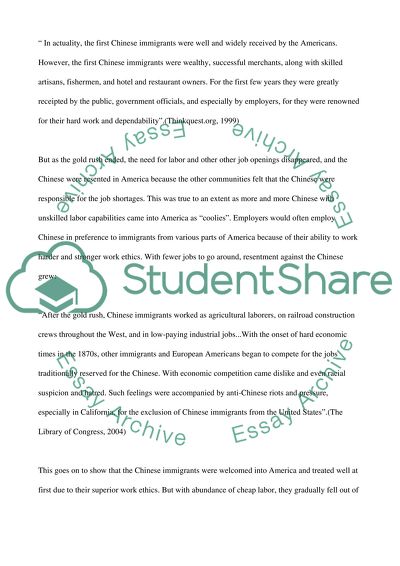 Chinese Immigration to the United States