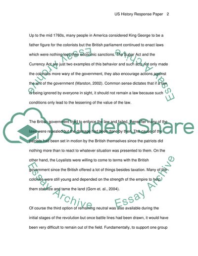 U.S history Response Paper