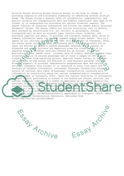 Report about the aviation bureau