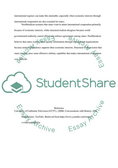 Comparison of Neoliberalism and Structural Realism