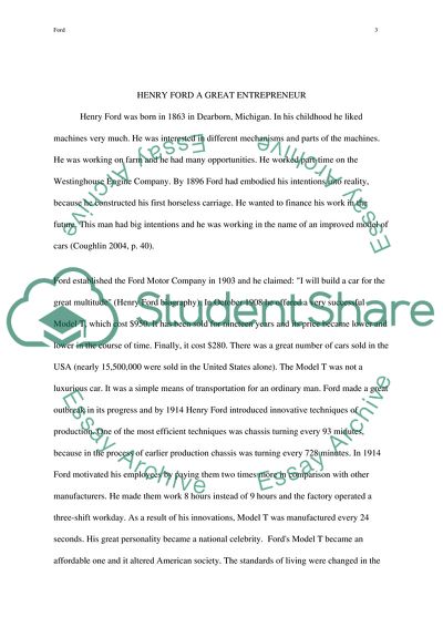 Henry Ford as a Great Entrepreneur