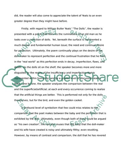 Symbolism and Yeats: An Analysis of Two Poems - The Dolls and A Coat