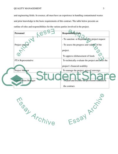 Quality Management Plan for the Aubin Station Project