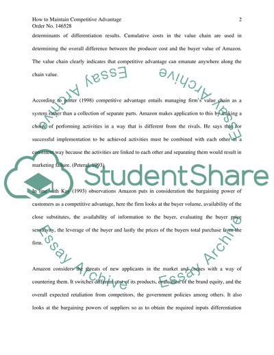 Maintaining Competitive Advantage