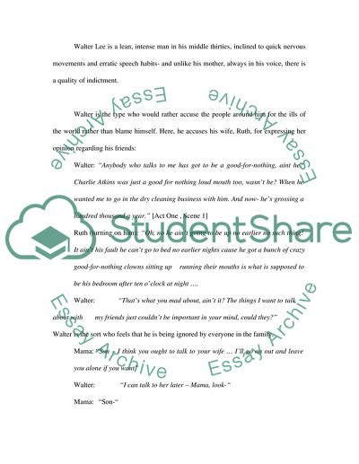 Comparing and contrasting any two characters in Lorraine Hansberrys A raisin in the Sun