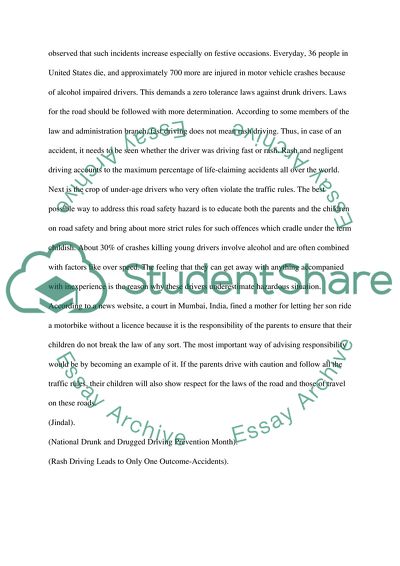 dangerous driving habits essay