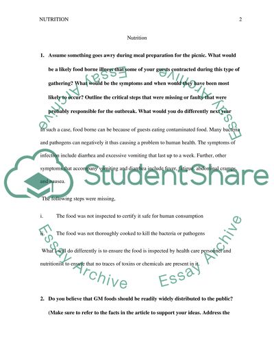 Nutrition: Food Borne Illness