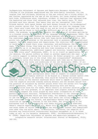 Expatriate Adjustment of Spouses and Expatriate Managers