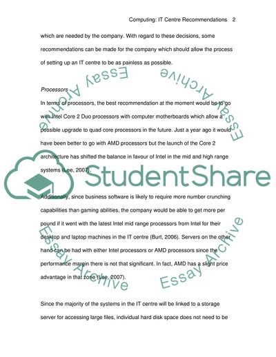 Computing: IT Centre Recommendations