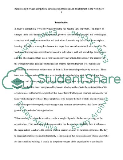Relationship between Competitive Advantage and Training and Development in the Workplace