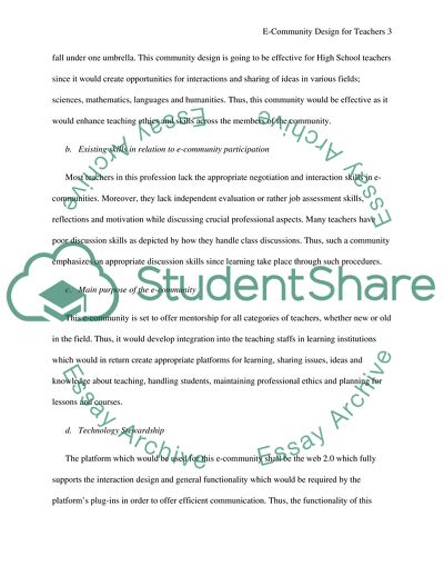 E-community Design for Teachers