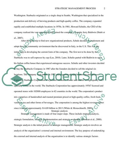Strategic Management Process: Starbucks Corporation