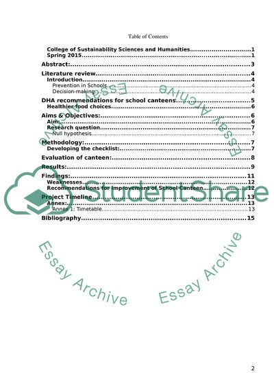 Evaluation of a School Canteen according to the Dubai Health Authorities Guidelines