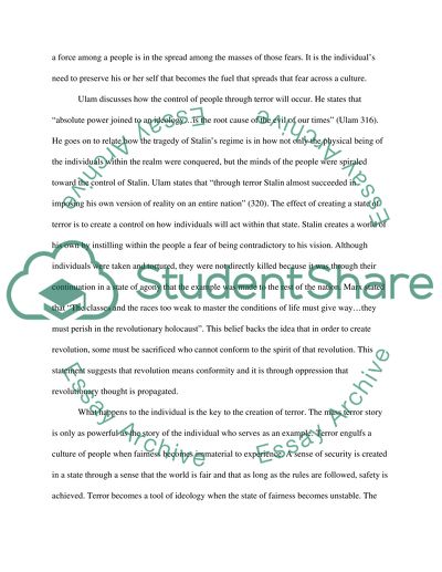 The role of the Individual in a Regime of terror