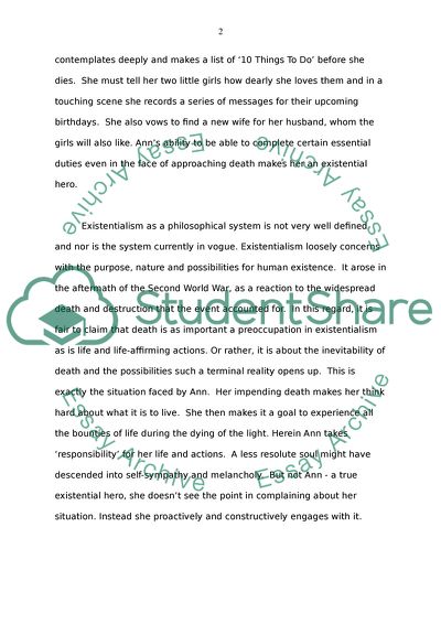 Existential themes in the movie - My life without me