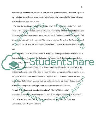 Japan: A Comparison of the Meiji Constitution with the New Constitution