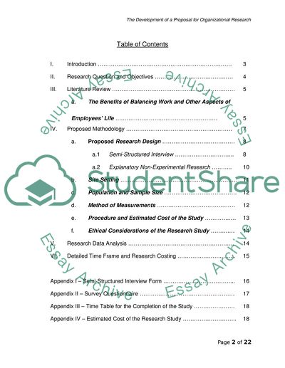 The Development of a Proposal for Organisational Research