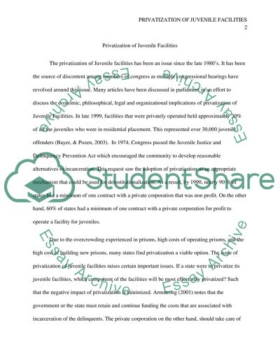 Privatization of Juvenile Facilities