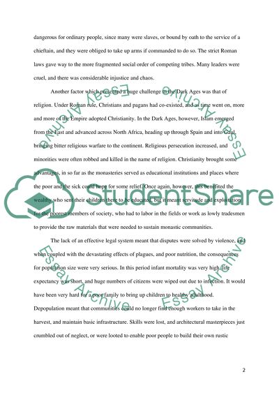 The Dark Ages and Some of the Challenges Paople Faced during the Period